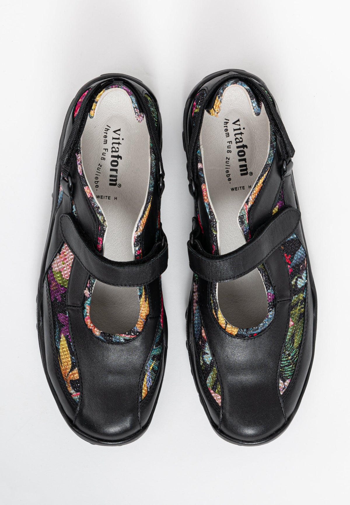 sportlicher Ballerina Softnappaleder schwarz/floral