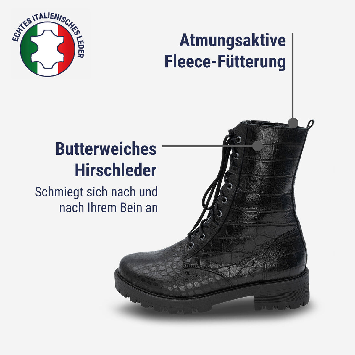 attraktive Stiefelette Hirschleder kroko