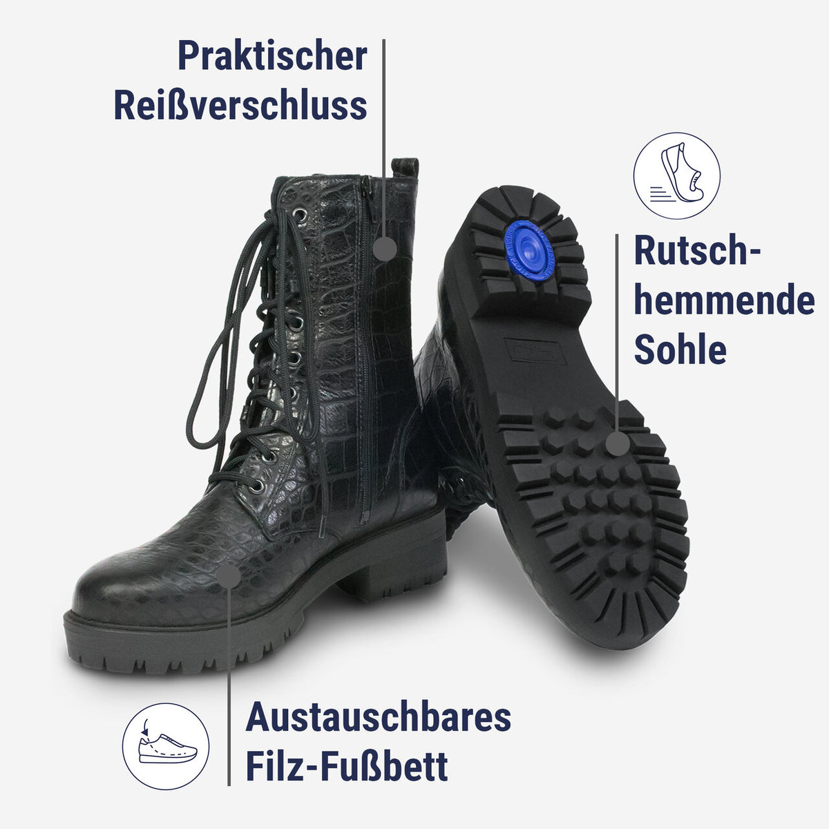 attraktive Stiefelette Hirschleder kroko