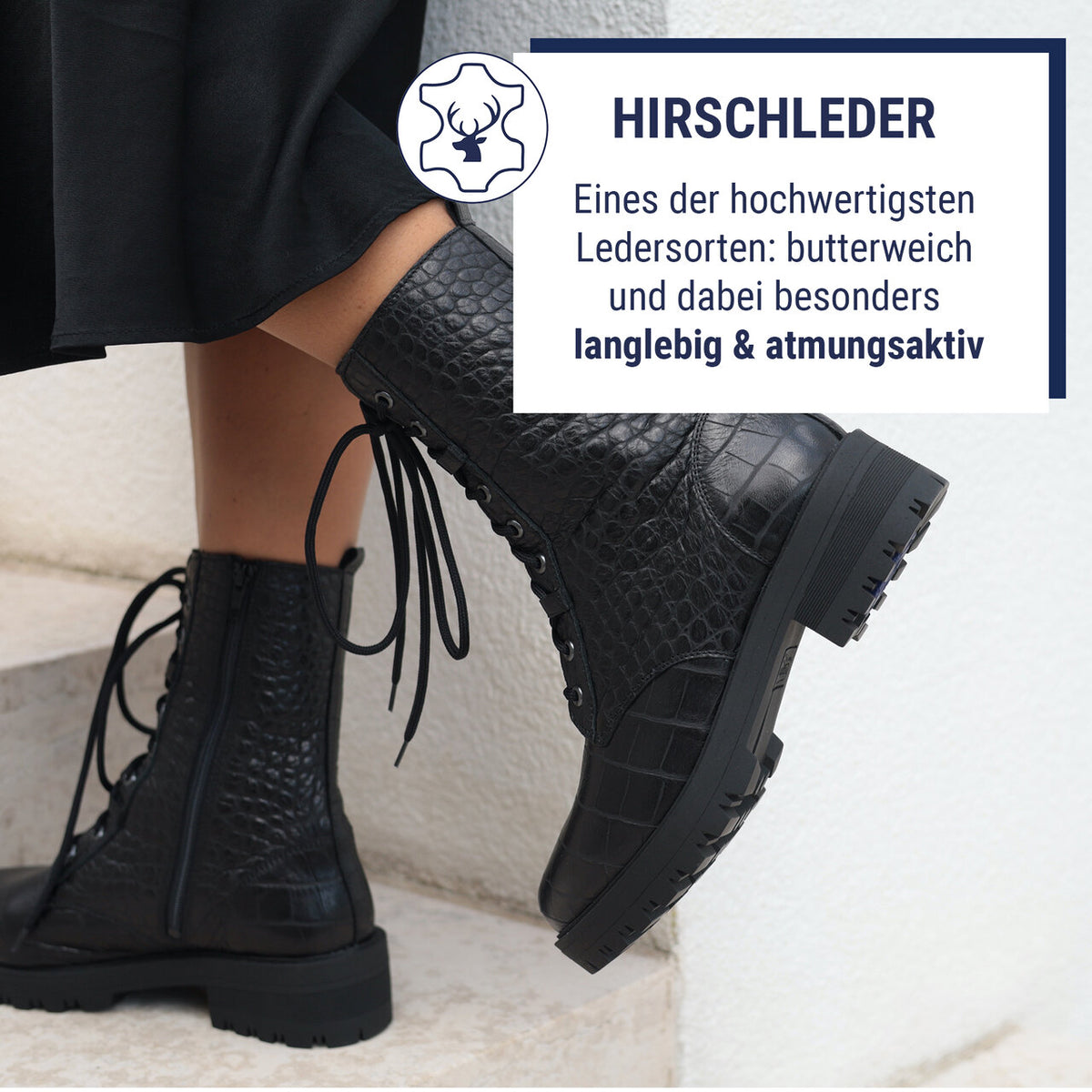 attraktive Stiefelette Hirschleder kroko