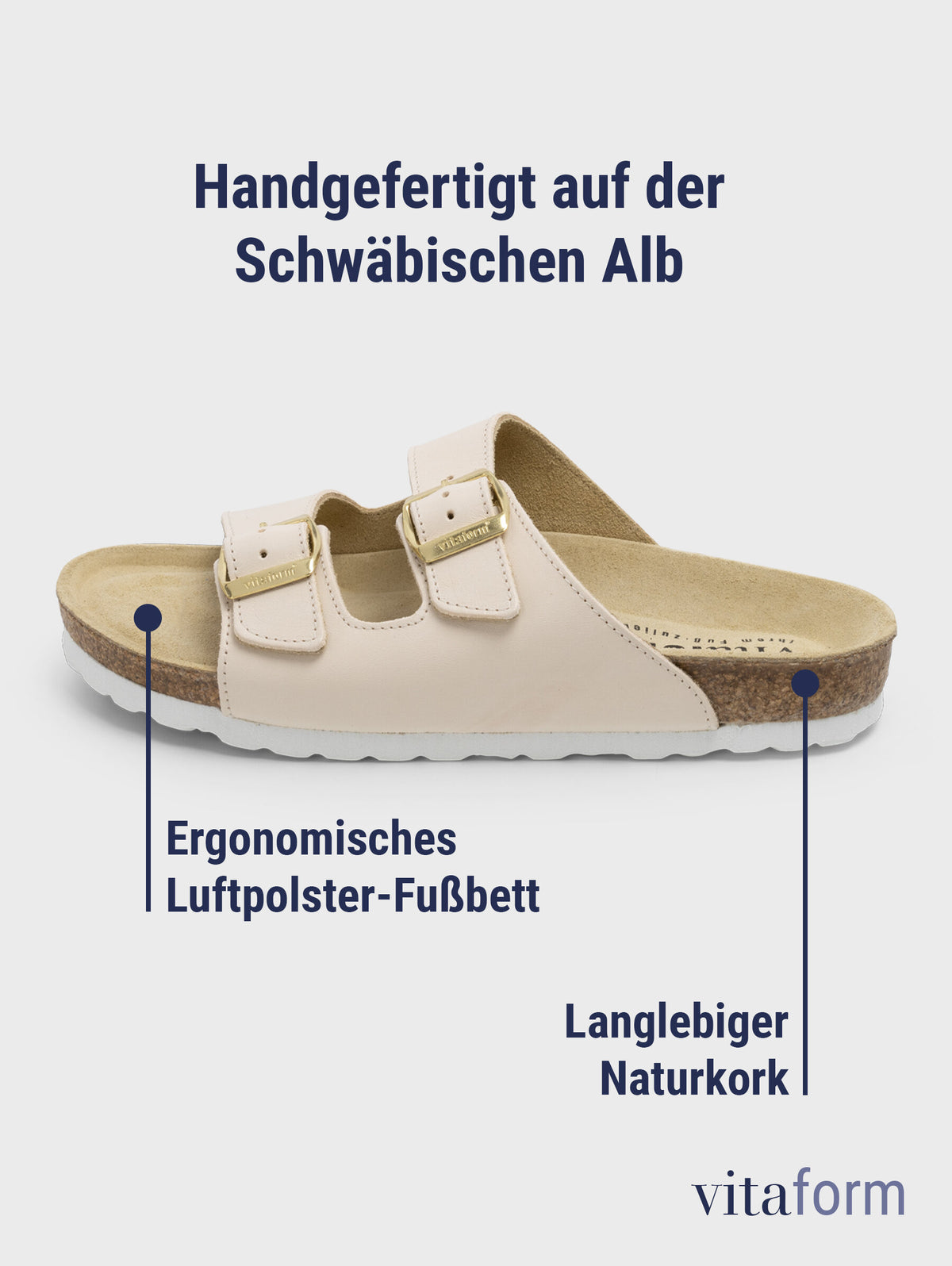 olivenblattgegerbte Pantolette Softnappa beige