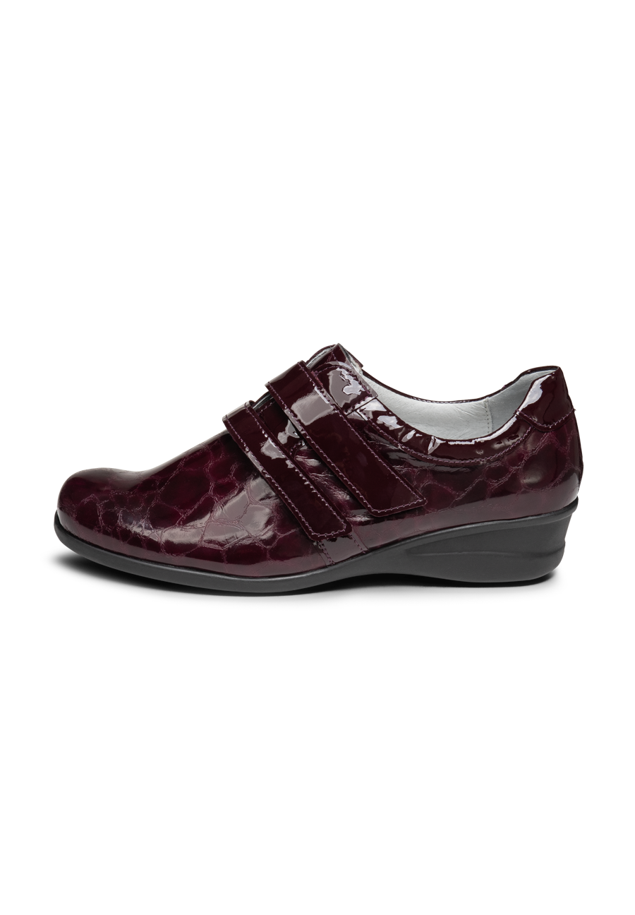 glänzender Halbschuh Leder/Stretch aubergine