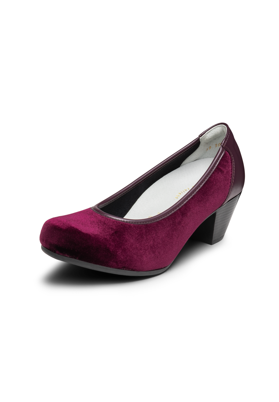 samtiger Pumps Leder/Stretch bordeaux