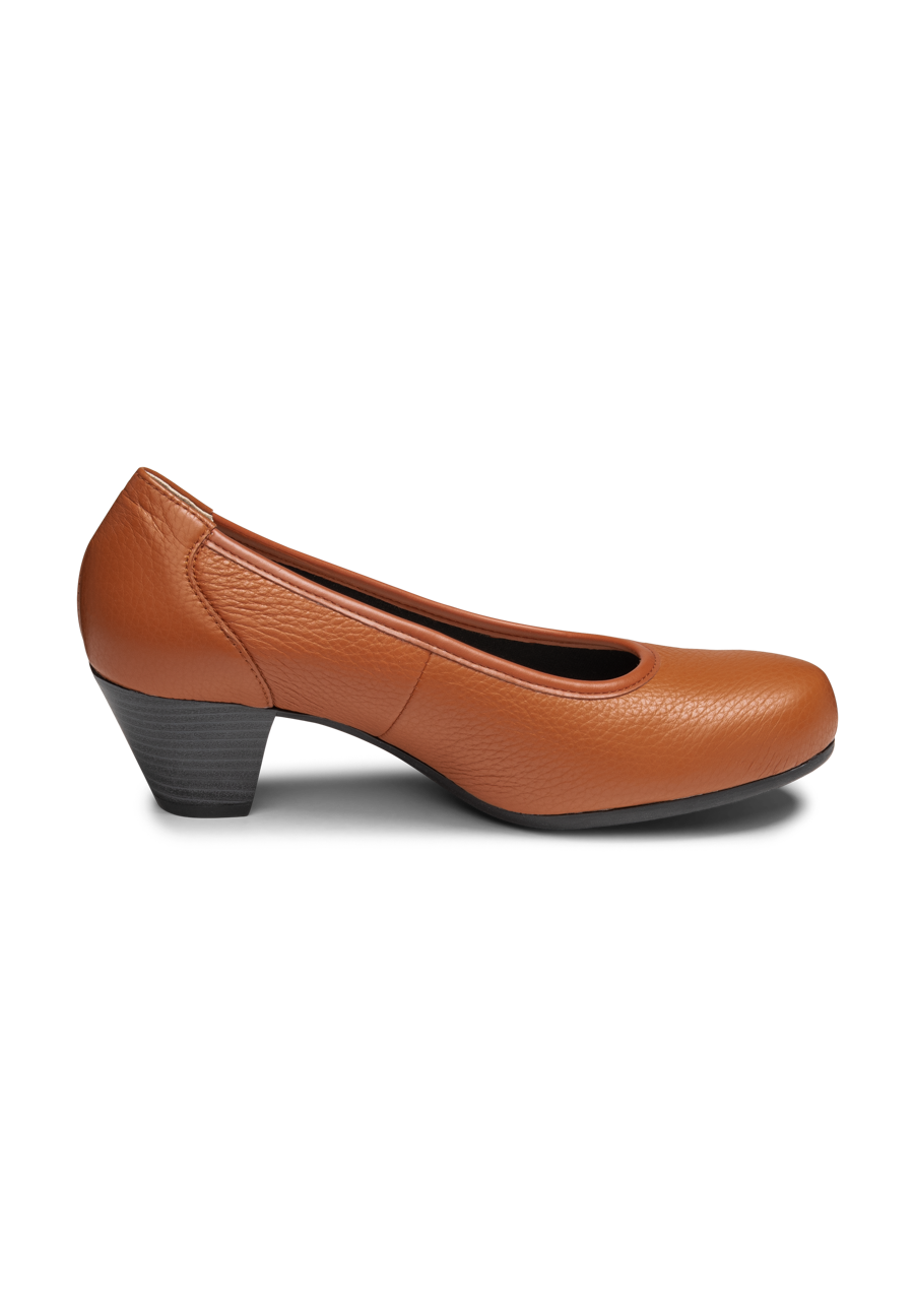 femininer Pumps Hirschleder cognac