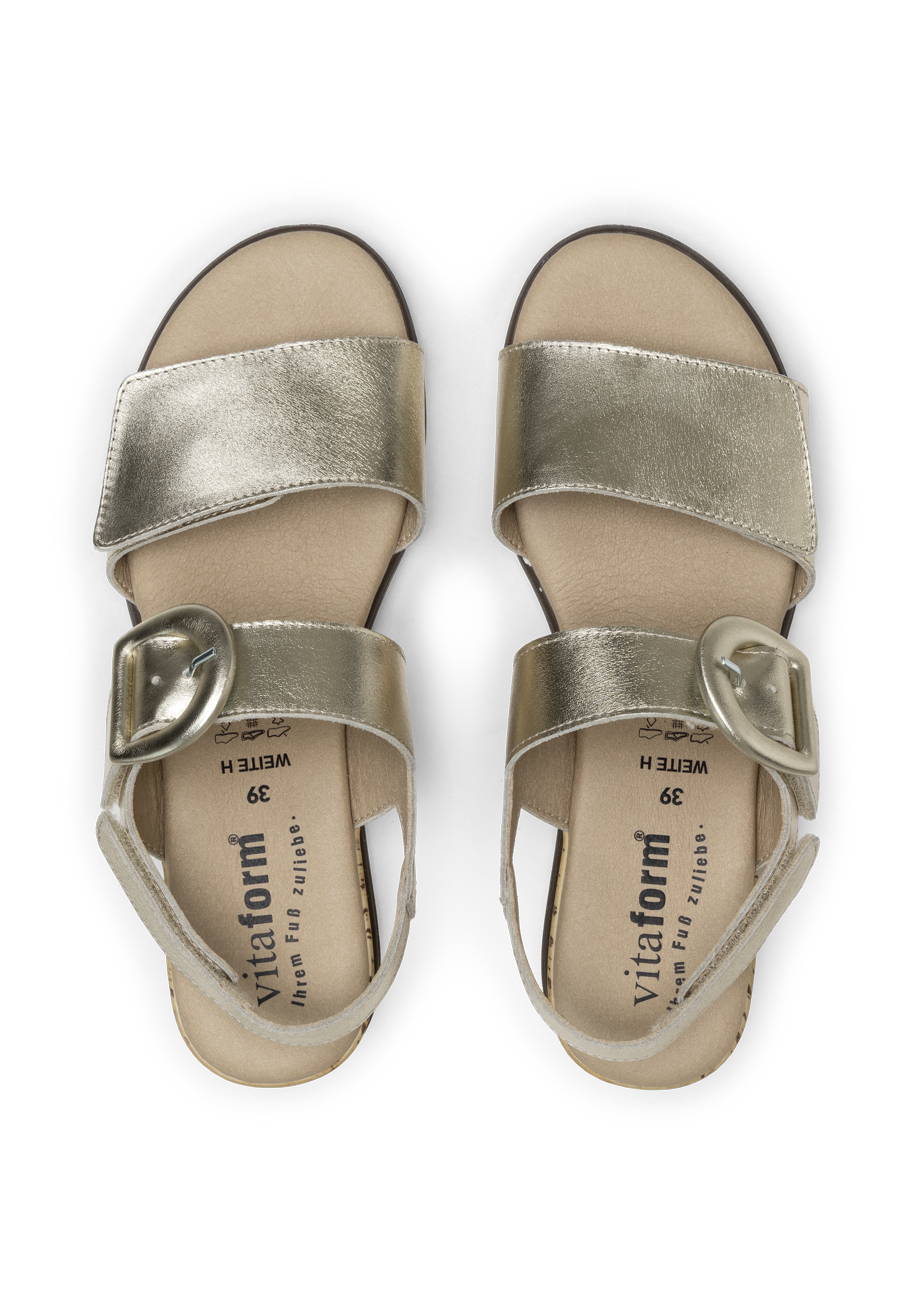 zarte Sandalette echt Leder gold