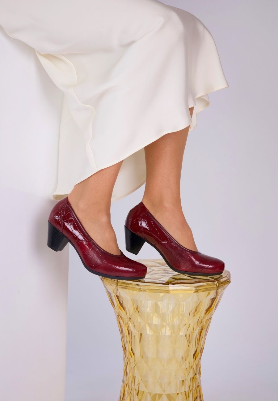 bequemer Pumps Leder/Stretch bordeaux