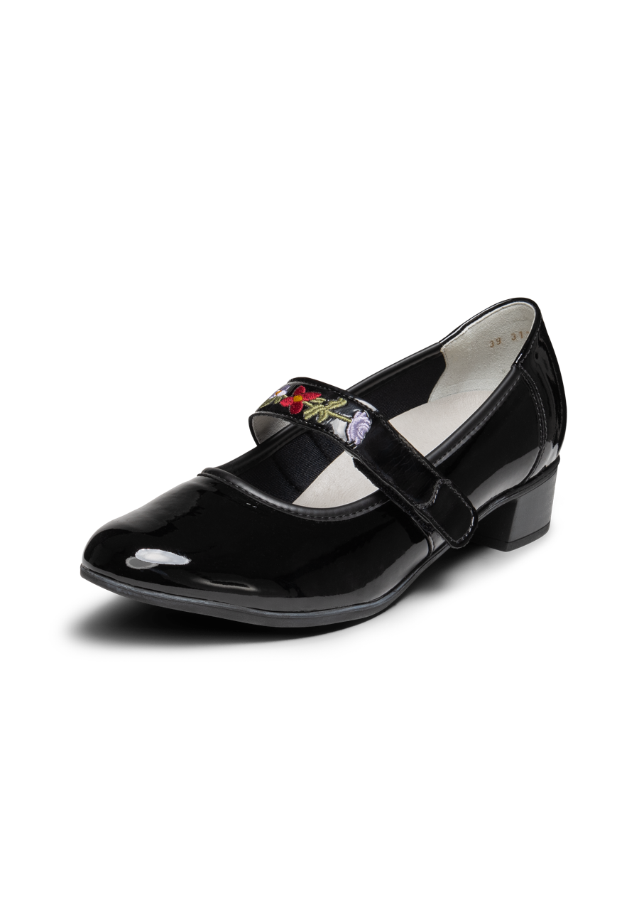 bezaubernder Mary-Jane Pumps Leder/Stretch schwarz