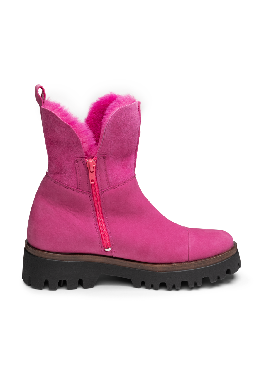 wundervolle Stiefelette Nubukleder fuchsia