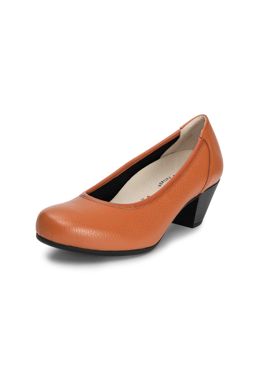 femininer Pumps Hirschleder cognac