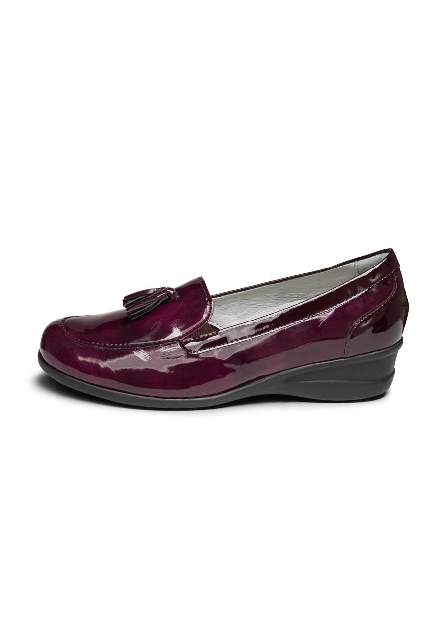 modischer Slipper Leder/Stretch aubergine