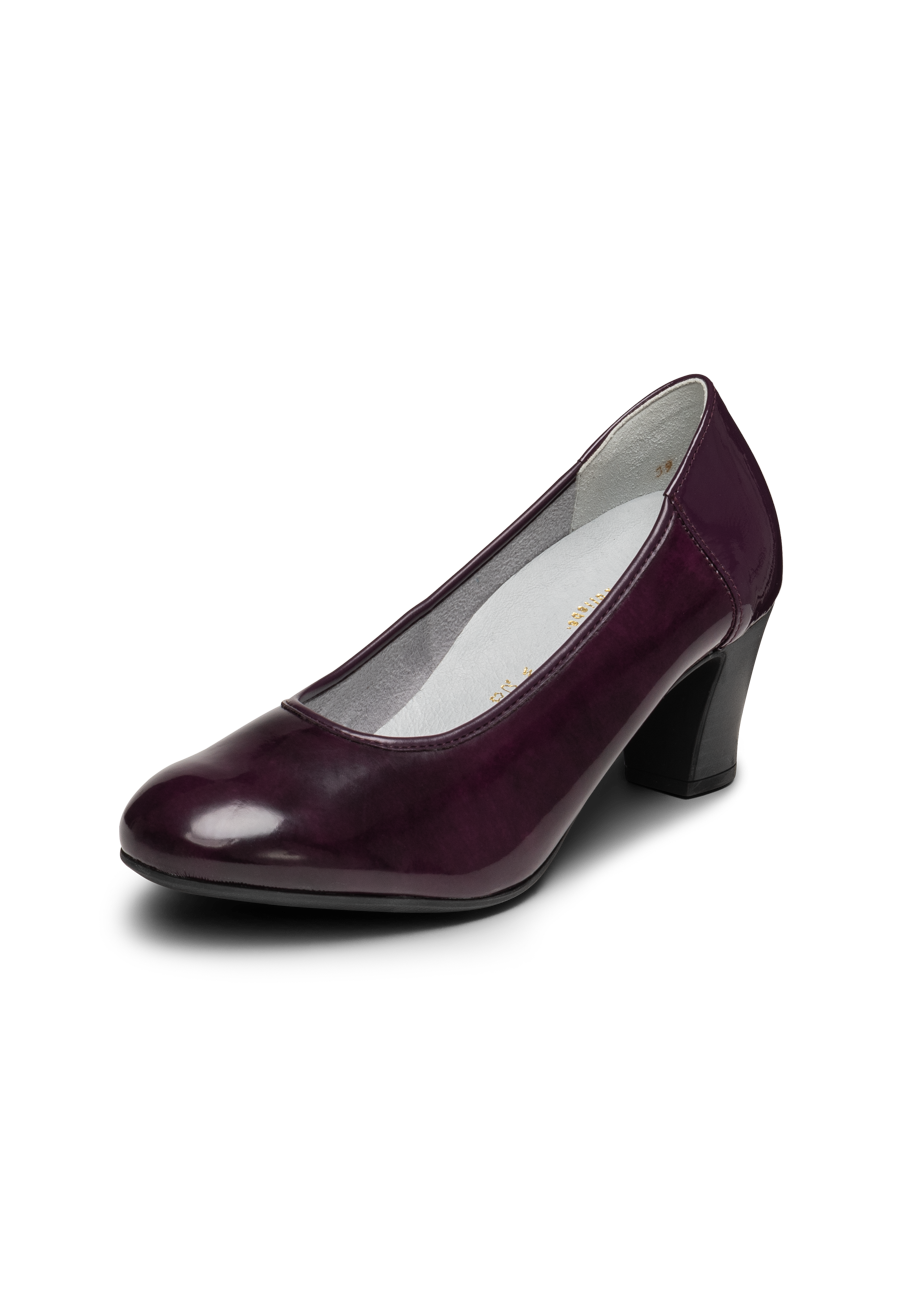 glänzender Pumps Leder/Stretch aubergine