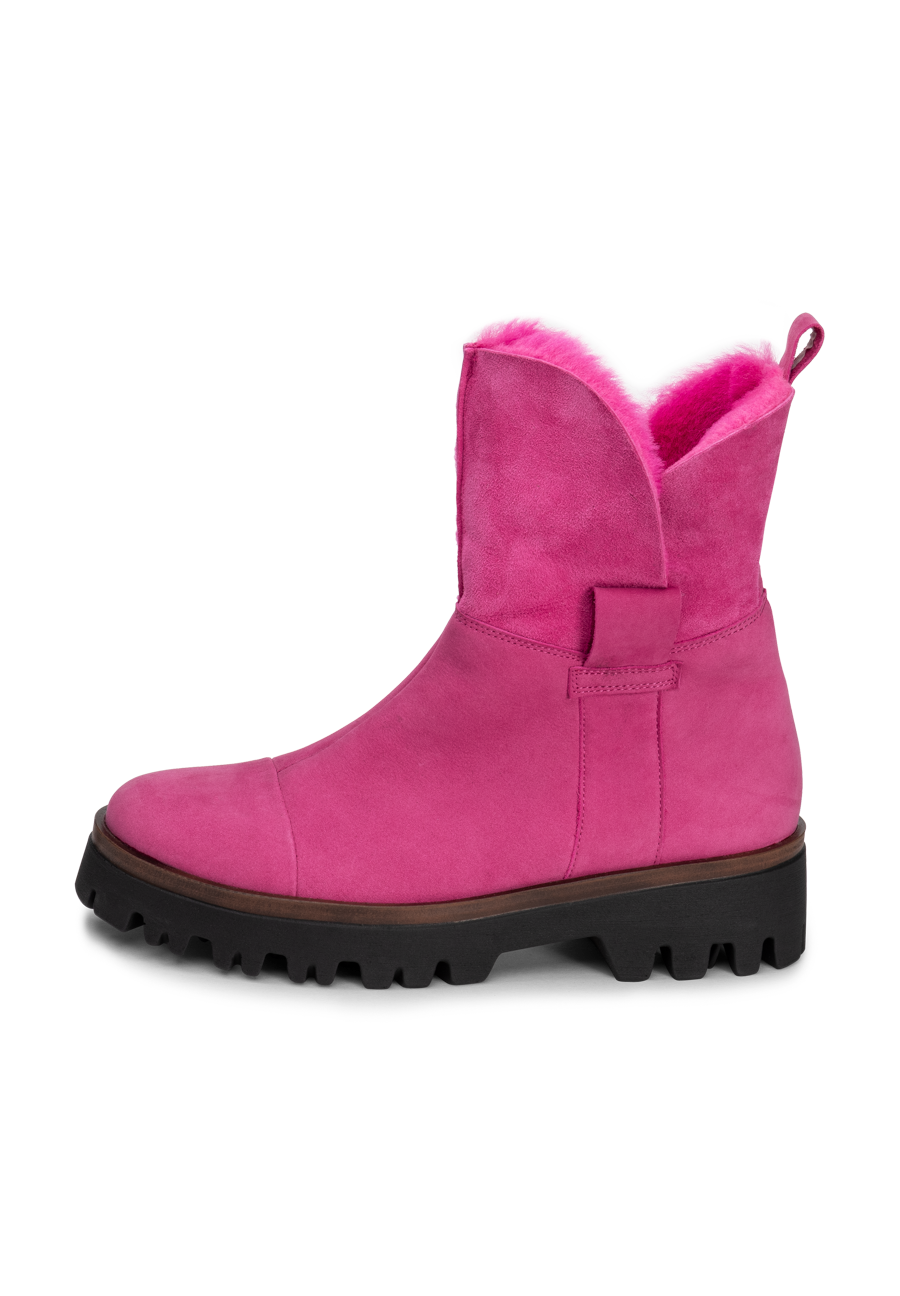 wundervolle Stiefelette Nubukleder fuchsia