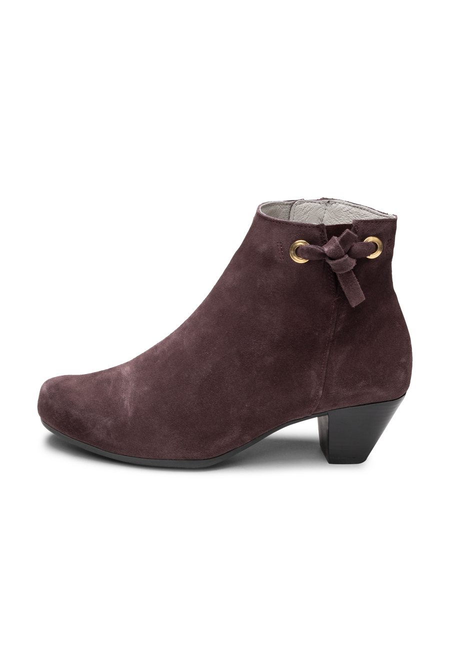 elegante Stiefelette Veloursleder aubergine