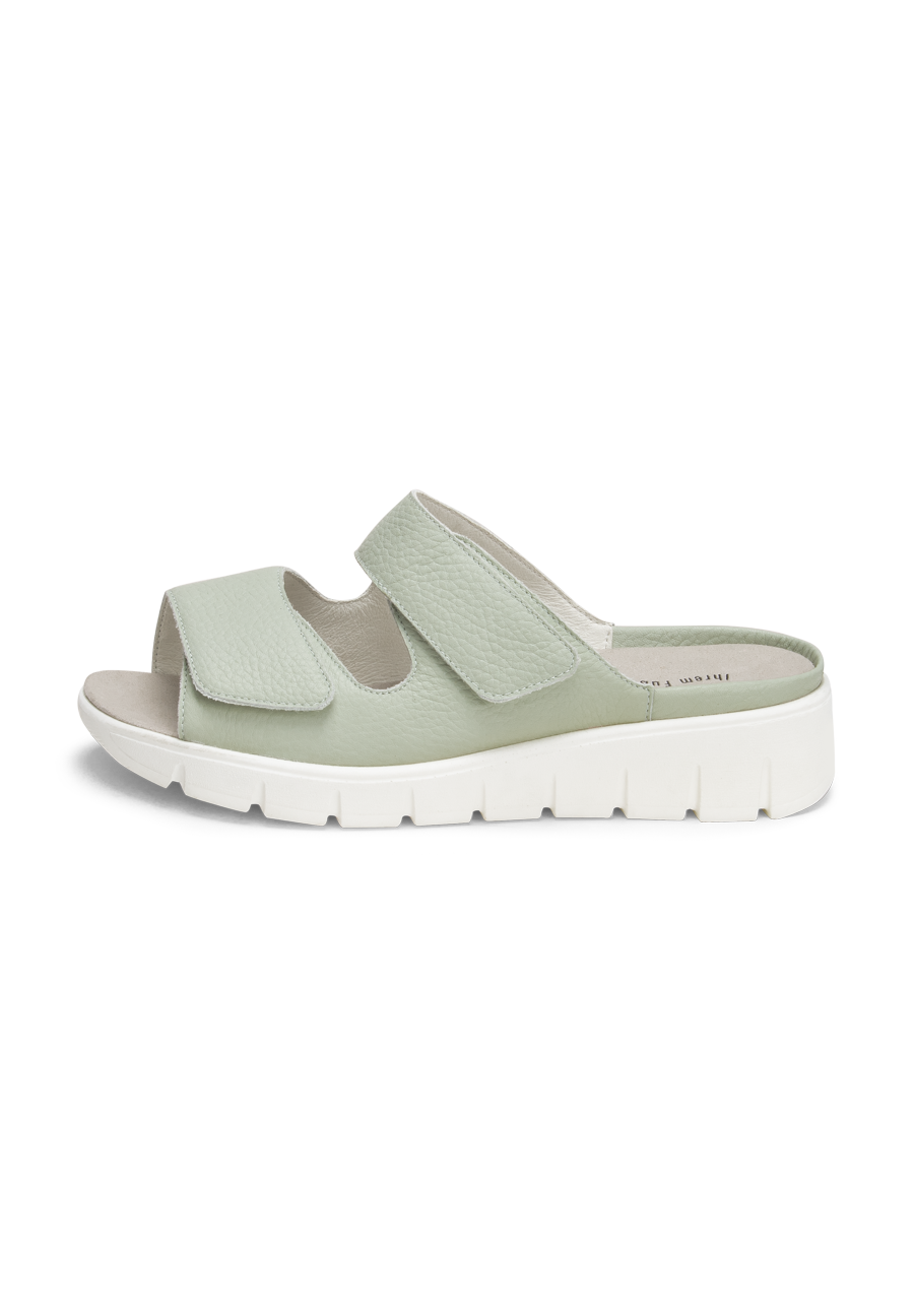 bequeme Pantolette Softnappaleder mint