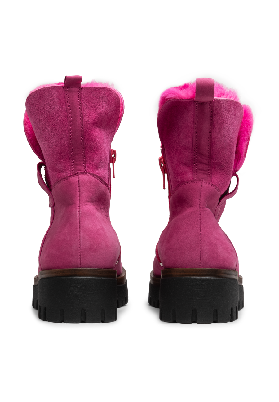 wundervolle Stiefelette Nubukleder fuchsia