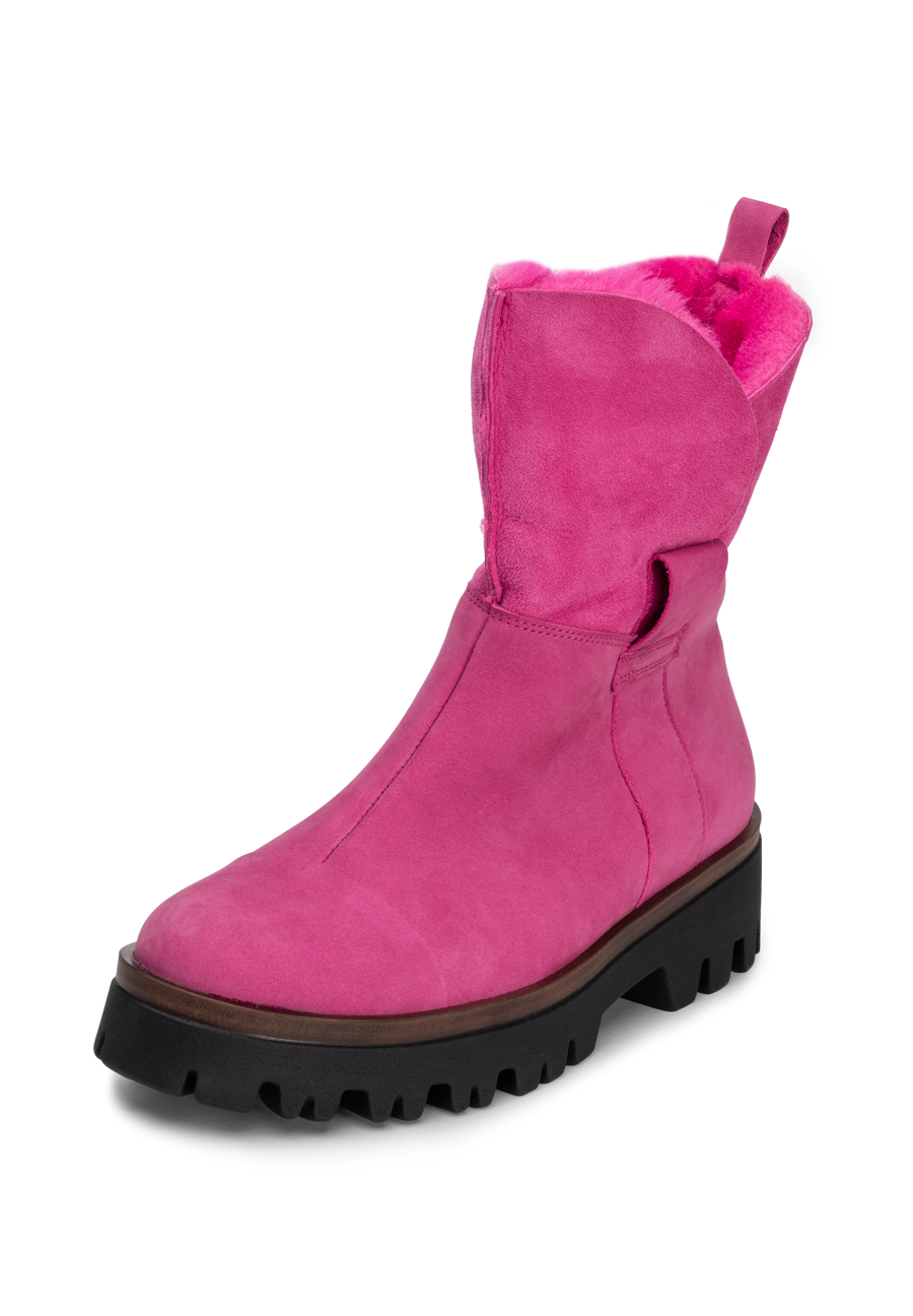 wundervolle Stiefelette Nubukleder fuchsia