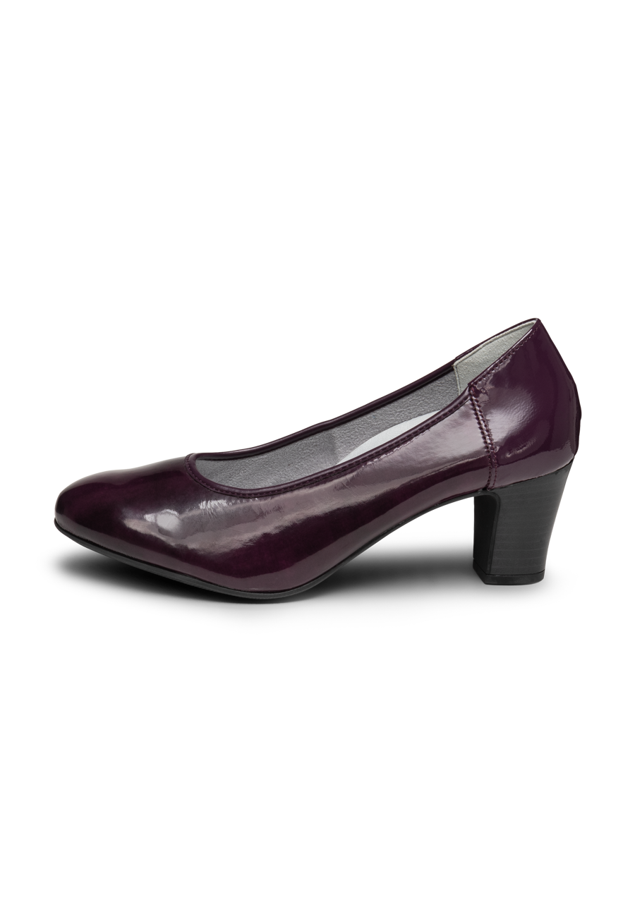 glänzender Pumps Leder/Stretch aubergine