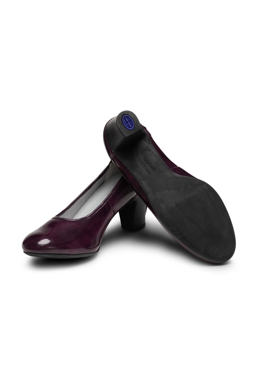 glänzender Pumps Leder/Stretch aubergine