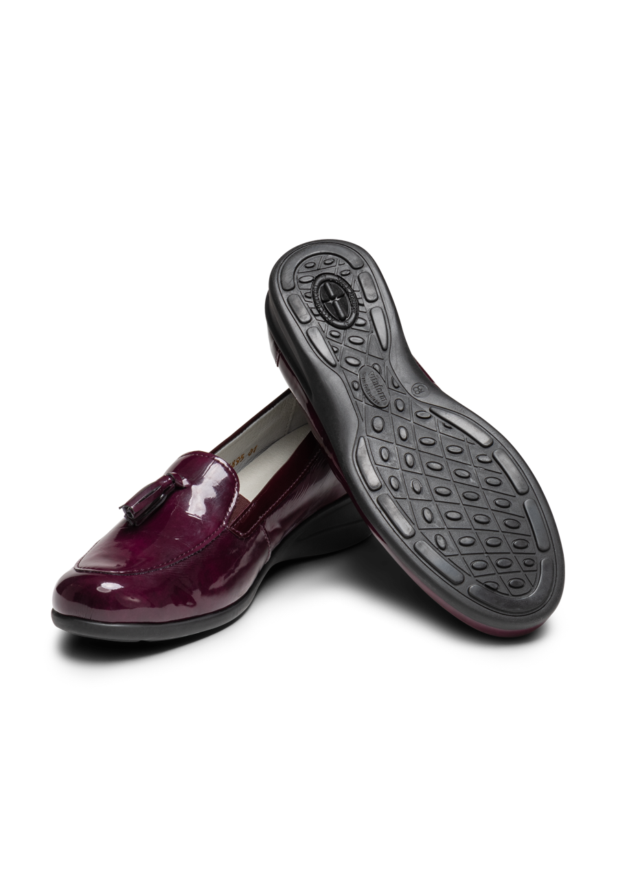 modischer Slipper Leder/Stretch aubergine