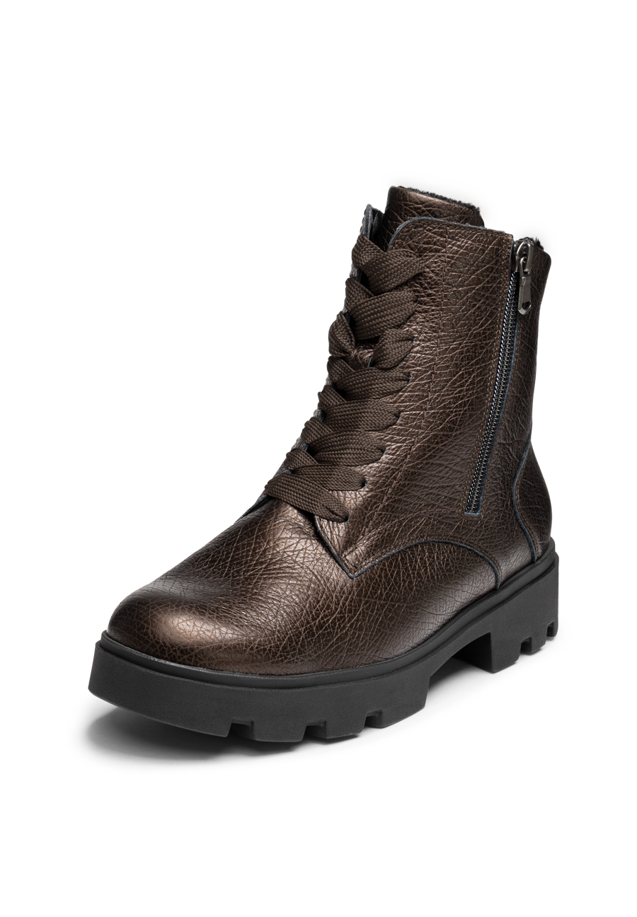 umwerfende Stiefelette Nappaleder braun/metallic