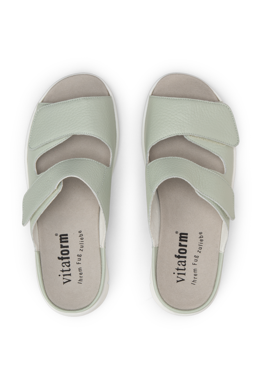 bequeme Pantolette Softnappaleder mint