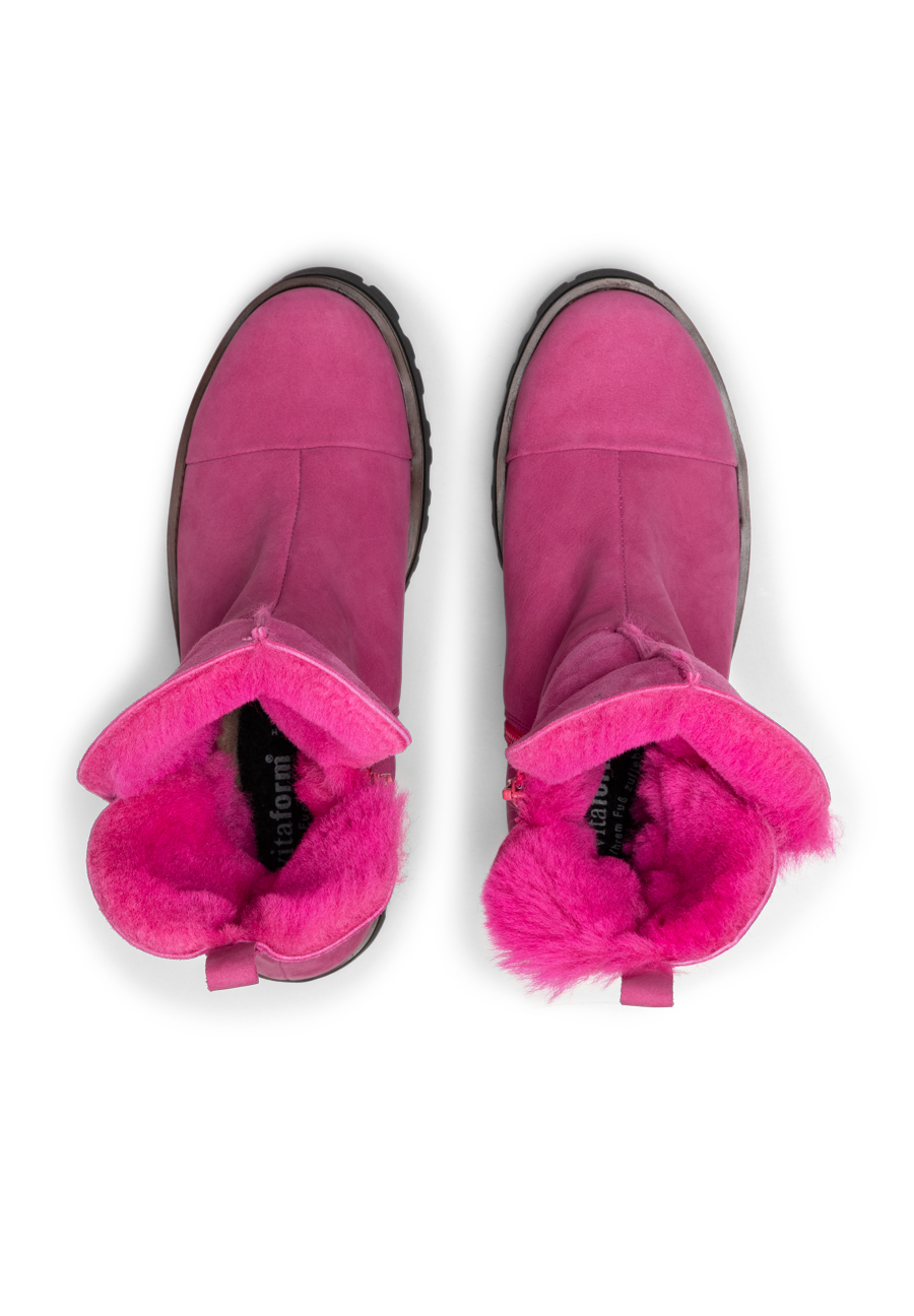 wundervolle Stiefelette Nubukleder fuchsia