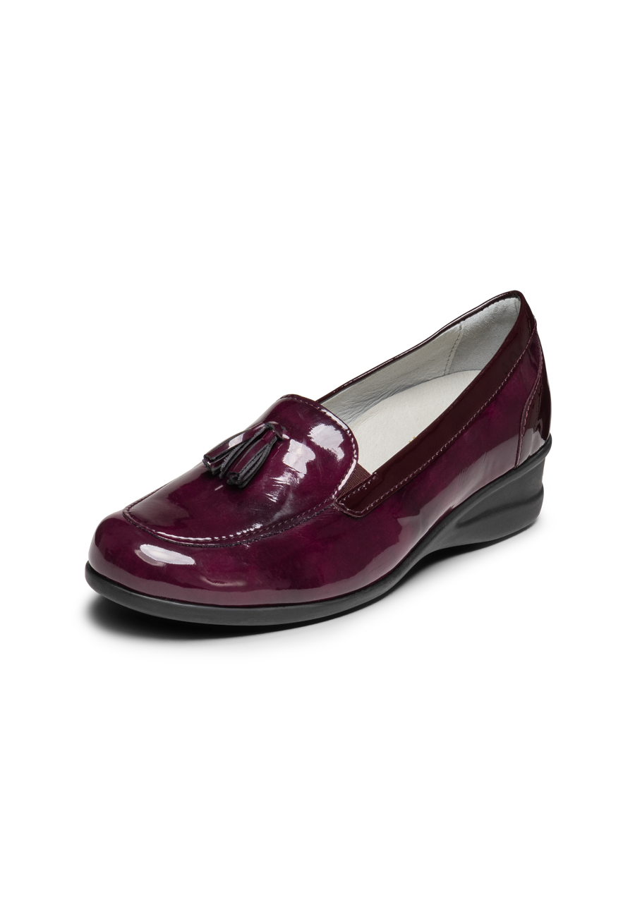 modischer Slipper Leder/Stretch aubergine