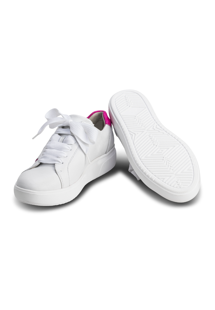 indrukwekkende sneaker nappaleer wit/roze