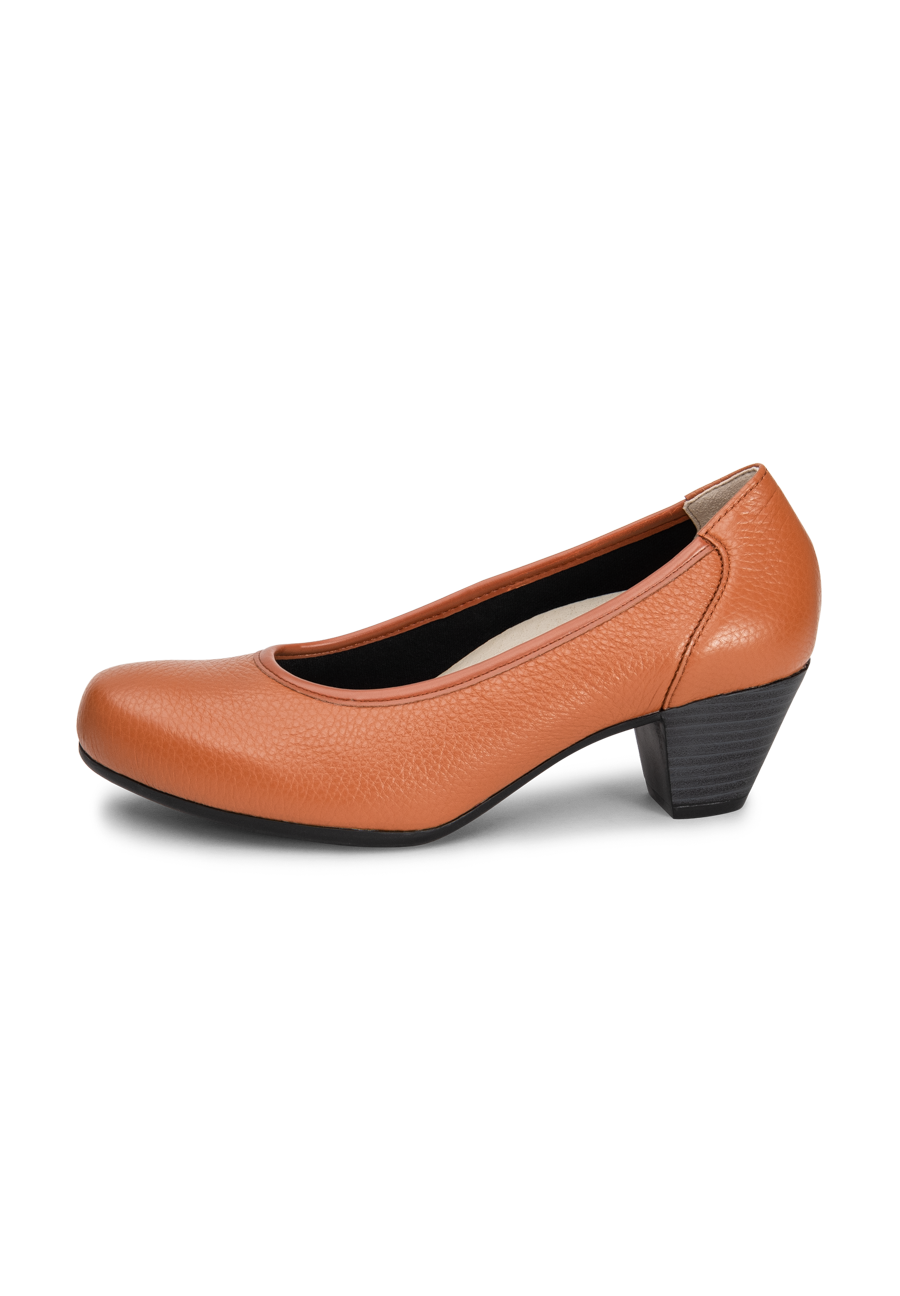 femininer Pumps Hirschleder cognac