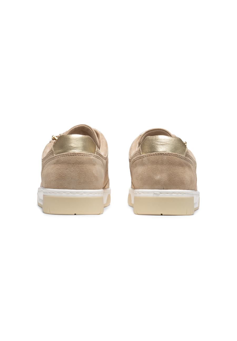 stylischer Sneaker Nubukleder beige/gold