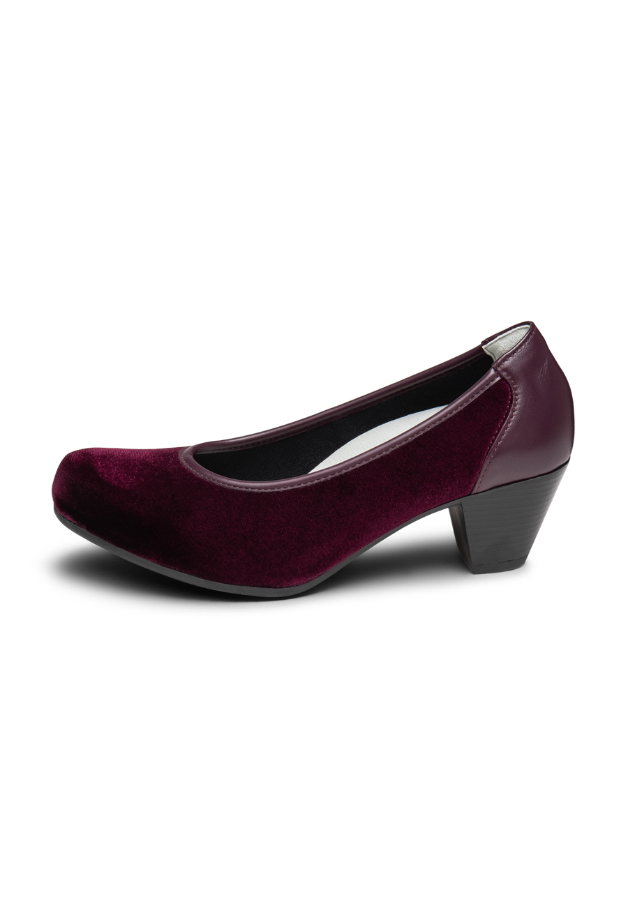 samtiger Pumps Leder/Stretch bordeaux