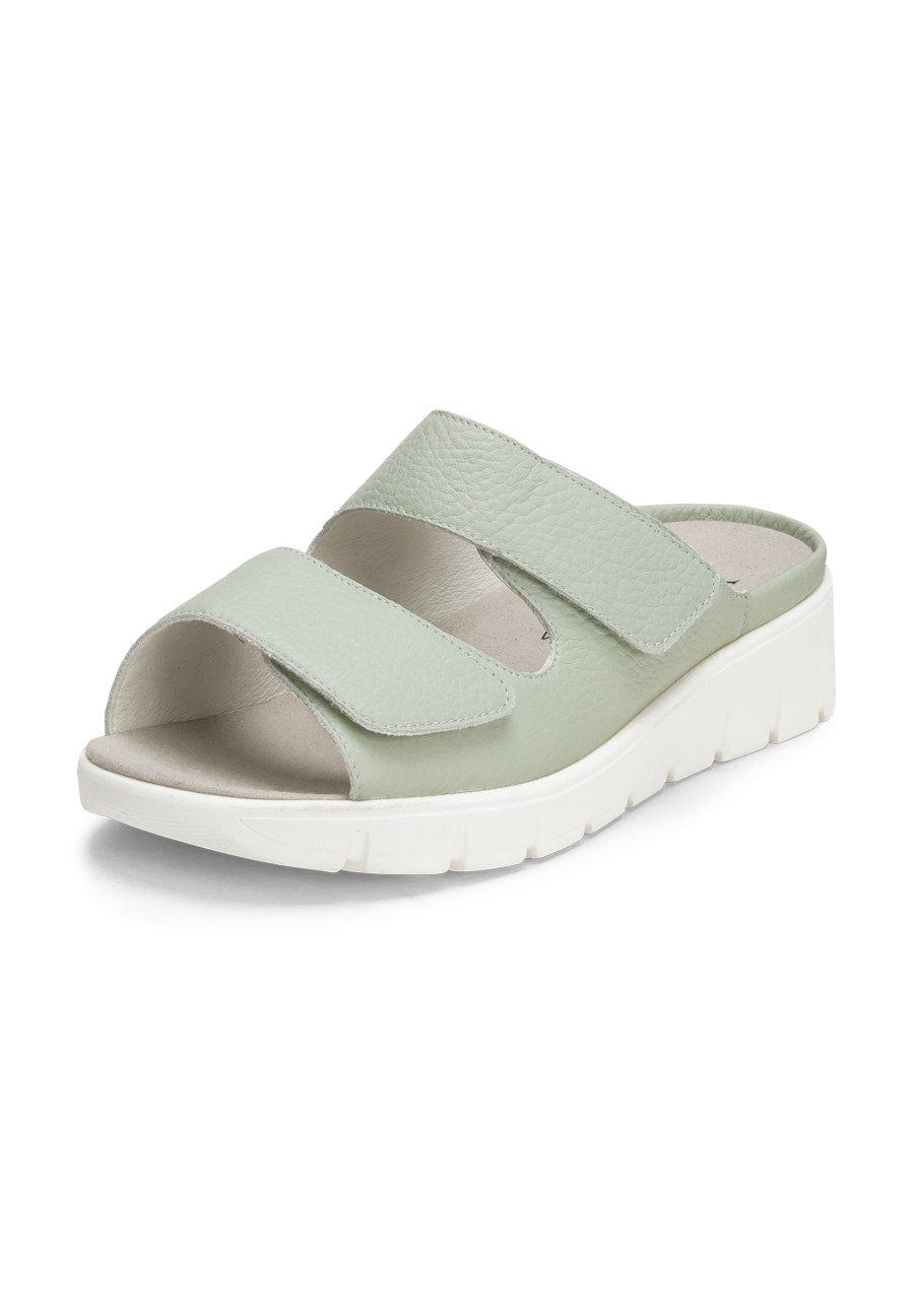 bequeme Pantolette Softnappaleder mint