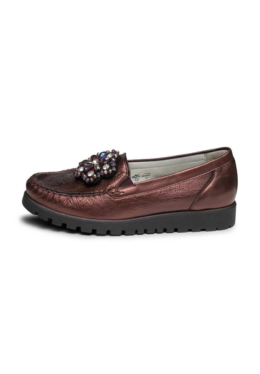 glamouröser Slipper echt Leder bordeaux/metallic