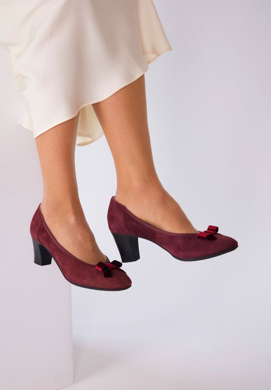 samtig weicher Pumps Samtziege bordeaux