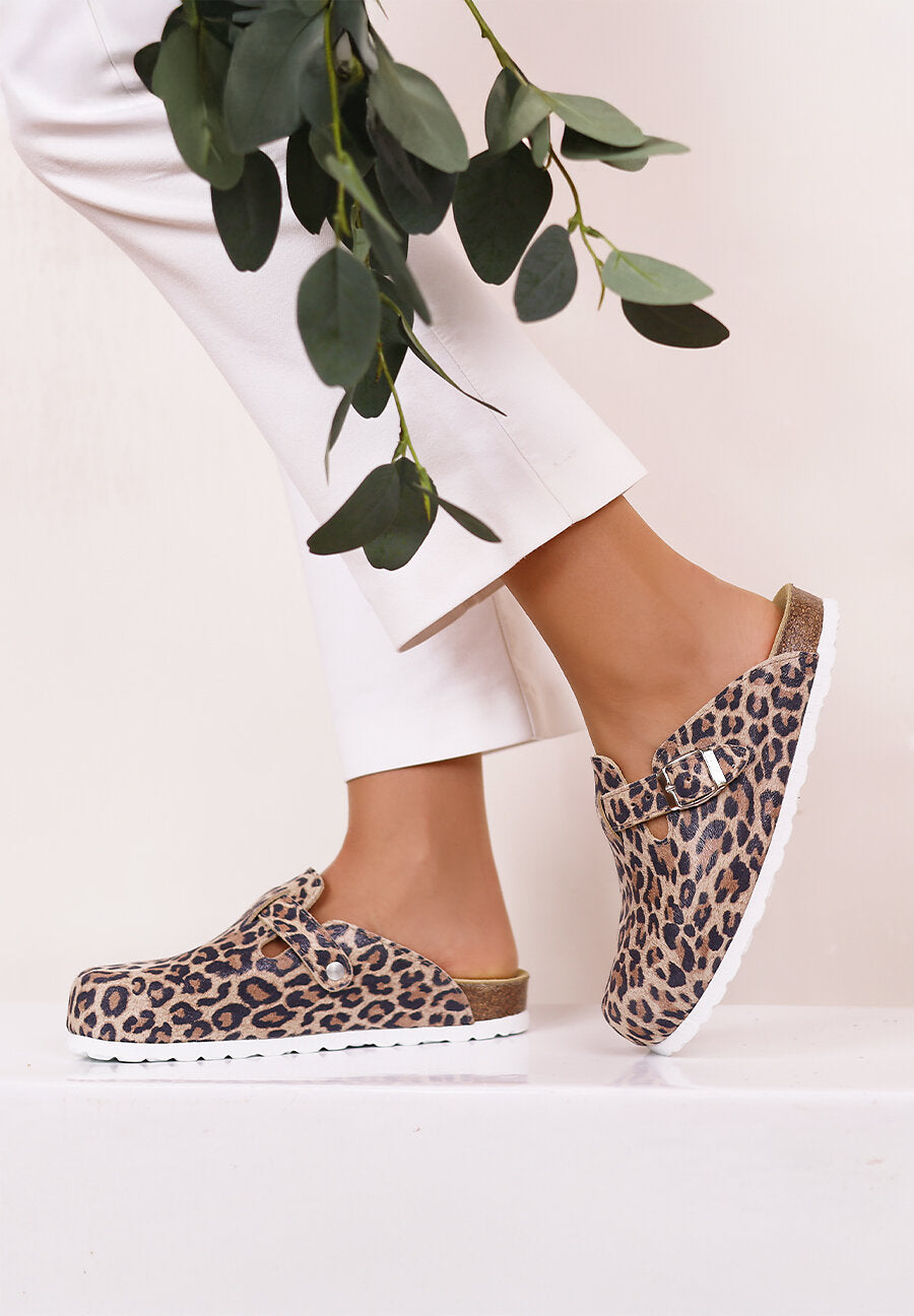 stylischer Clog Veloursleder leopard