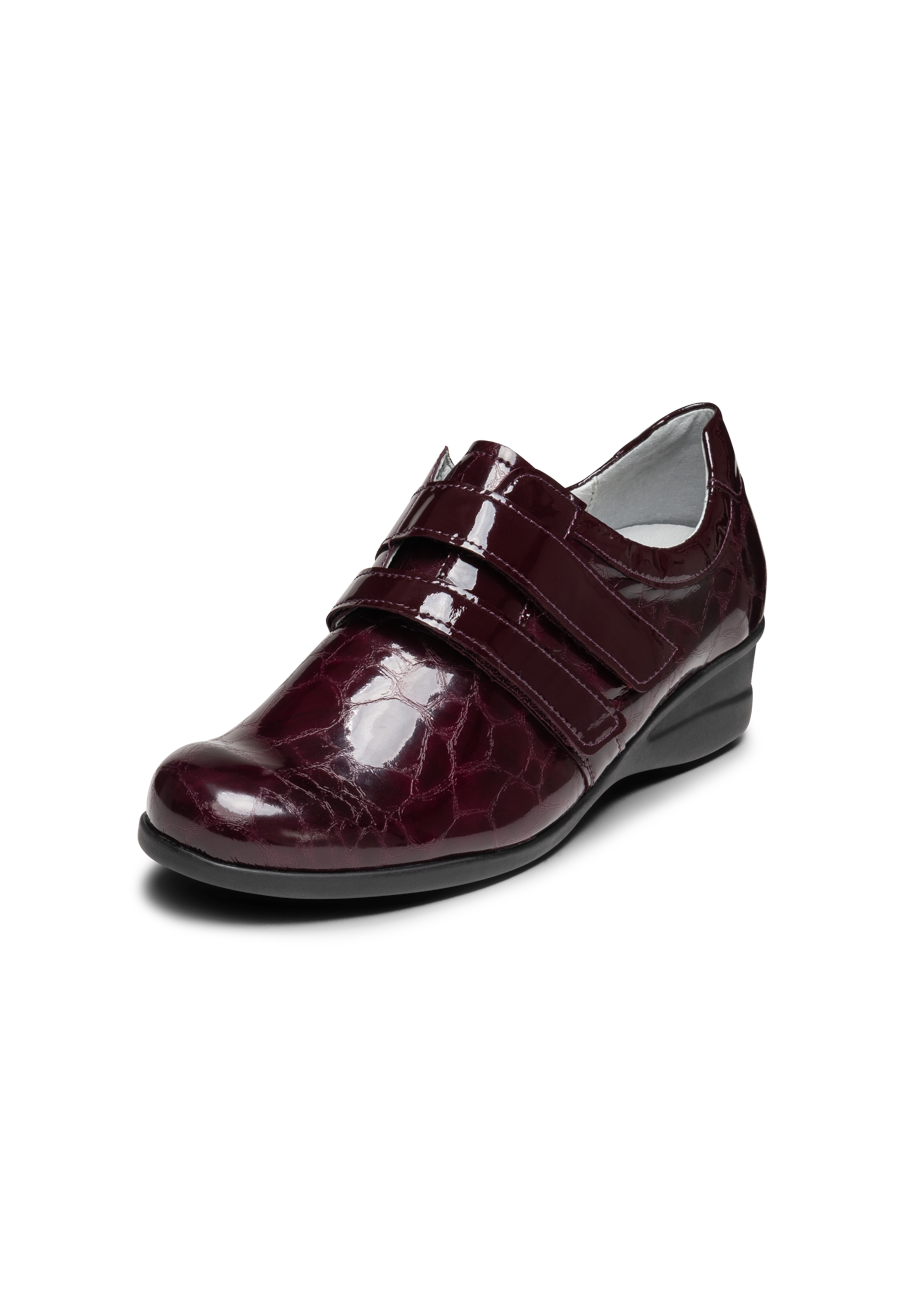 glänzender Halbschuh Leder/Stretch aubergine