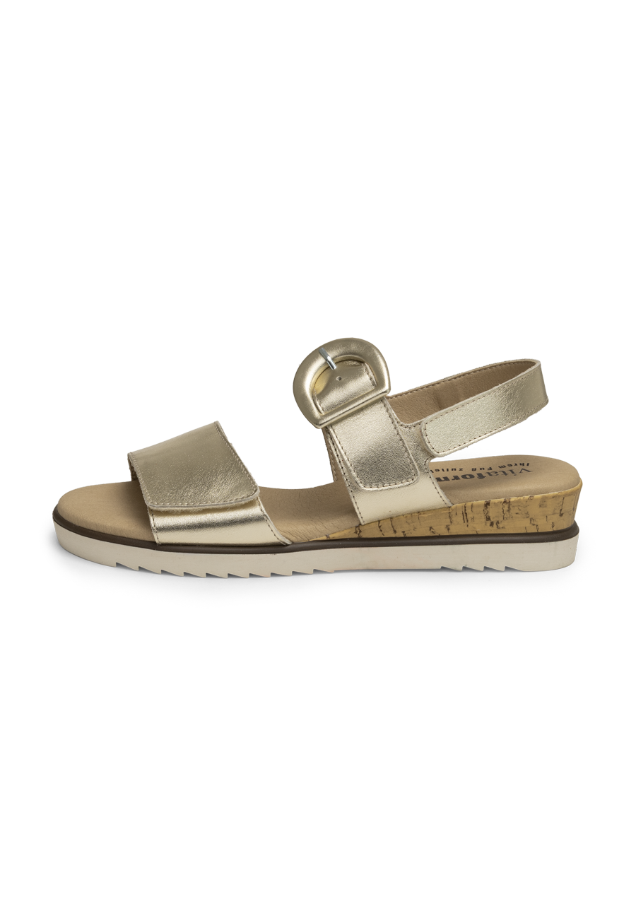 zarte Sandalette echt Leder gold
