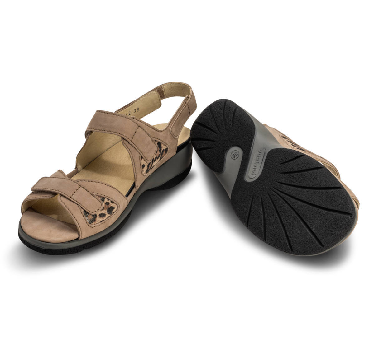 sportieve sandalen nubuckleer luipaard