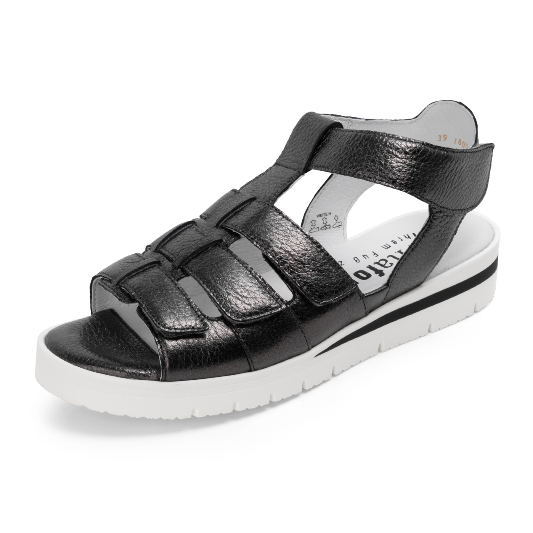 zachte Romeinse sandalen hertenleer antraciet metallic vitaform
