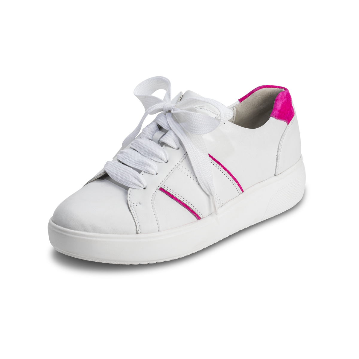 eindrucksvoller Sneaker Nappaleder weiß/pink