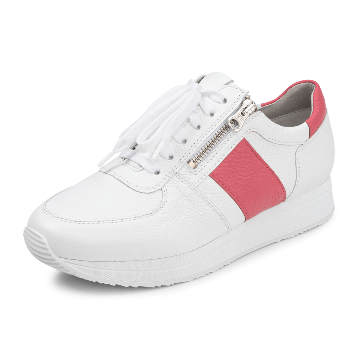 vrouwelijke sneaker hertenleer wit/roze