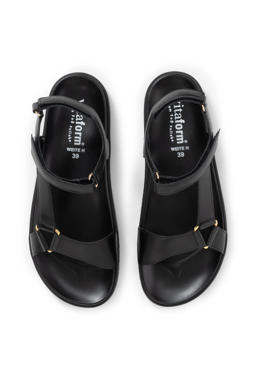 superleichte Sandale olivenblattgegerbtes Leder schwarz